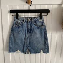 Zara Girls Denim Distressed Above Knee Skirt with Adjustable Waist 6 Yea... - $22.00