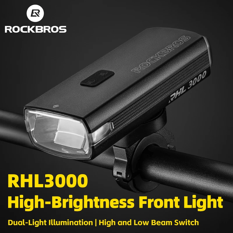 ROCKBROS 3000LM Bike Light Type-C Charging Front Lamp 10000mAh Bicycle Light - £73.14 GBP+