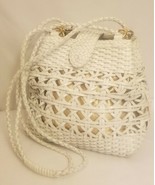 Vintage CEM White Woven Braided Boho Shoulder Handbag Purse - $51.95 CAD
