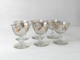 6 Libbey Golden Foliage Champagne or Tall Sherbet Glasses - £25.86 GBP