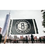 Brooklyn Nets Basketball Black White Logo Nylon Wall Hanging Tapestry Decor - £11.67 GBP