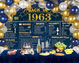 Blue 61St Birthday Party Decorations, Blue Gold Back in 1963 Banner, 61P... - $37.22