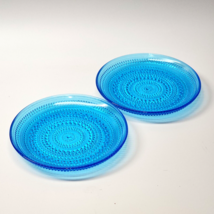 Iittala OIVA TOIKKA Kastehelmi 7” Salad Plates - RARE Turquoise Blue - P... - $32.65