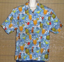 Big Dogs Hawaiian Shirt Light Blue Red Yellow Green Cocktail Recipes  Si... - $23.99