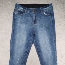 Venezia From Lane Bryant Women&#39;s Size 18 Elastic Waistband Distressed Blue Jeans - £14.15 GBP