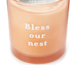NEW &quot;Bless our nest&quot; Apricot Peach Scented Glass Jar Candle 11 oz. - £3.95 GBP