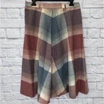 Vintage Sweetbriar Wool Blend Plaid Skirt Size M Mauve Pink Blue Midi 70s - £26.67 GBP