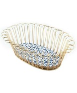 Pioneer Woman Bread Basket Oval Floral Gold Wire 15.5-In Blue Flowers on... - $40.17