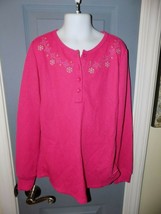 AMERICAN GIRL Pink Waffle Knit Long Sleeve Henley Shirt Size 10/12 (M) Girl's - £12.14 GBP