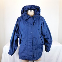 Eddie Bauer Women Blue Rain Jacket Hooded Full Zip Drawstring Size S Gore-Tex - £19.02 GBP