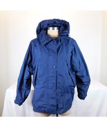 Eddie Bauer Women Blue Rain Jacket Hooded Full Zip Drawstring Size S Gor... - £19.02 GBP