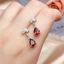 Rrings female red stone sterling silver 925 earrings for women big ruby earrings mother thumb200