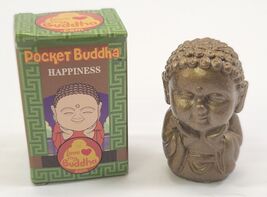 *B8) 2011 Bronze Tone Mini Pocket Love my Buddha Happiness Plastic Figurine - $7.91