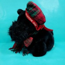 Black Christmas Scottish Terrier Scottie Dog Plush Stuffed Animal Plaid Scarf  - £23.26 GBP