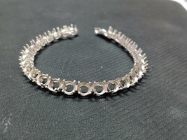 925 Sterling Silver Bracelet Stone Size 6 mm Round Semi Mount Setting Women - £53.43 GBP