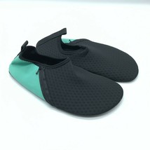 Womens Water Shoes Slip On Fabric Lightweight Zip Pocket Black Aqua 36/3... - £11.61 GBP