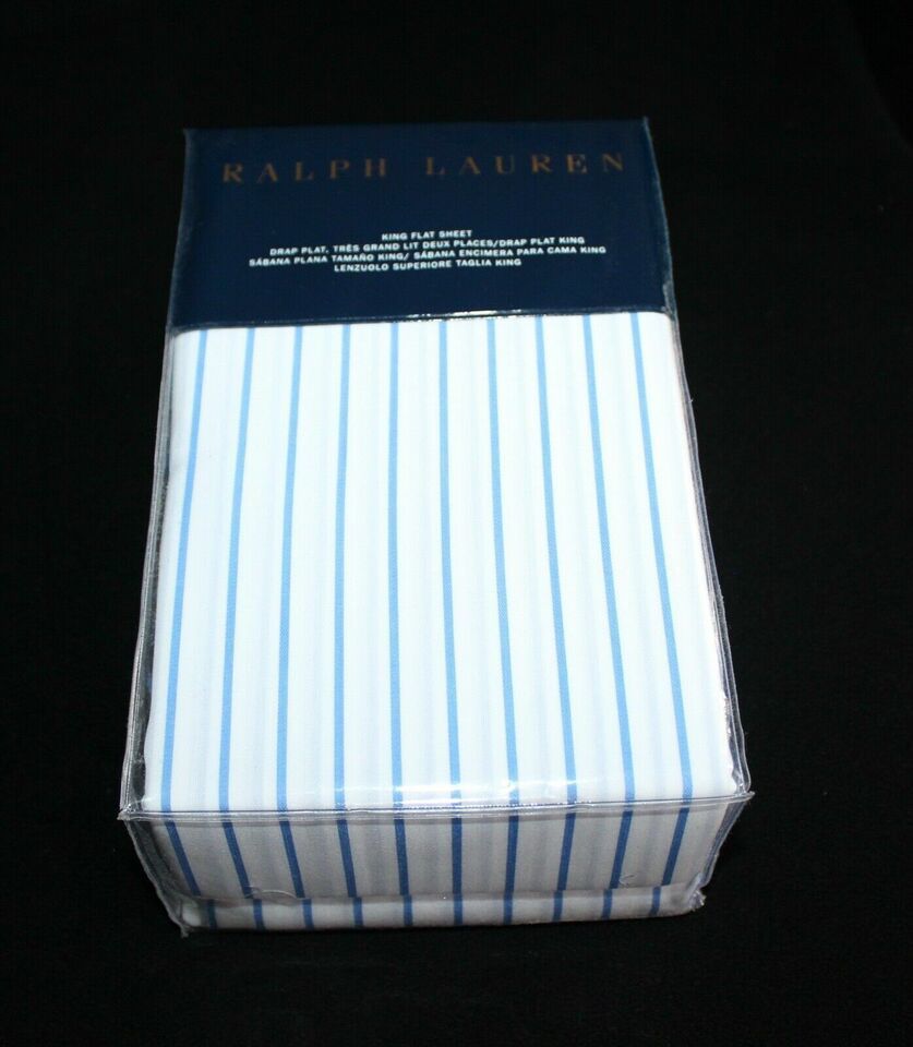Ralph Lauren Prescott Stripe King Flat Sheet $215 Georgica Bedding Collection Item image 4