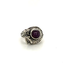 Vintage Sterling Sign 925 Wrap Detailed Mythical Dragon Amethyst Ring Band 8 1/4 - £43.02 GBP