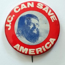 Jimmy Carter J.C. Can Save America Jesus Christ Inspired Political Button - £11.20 GBP