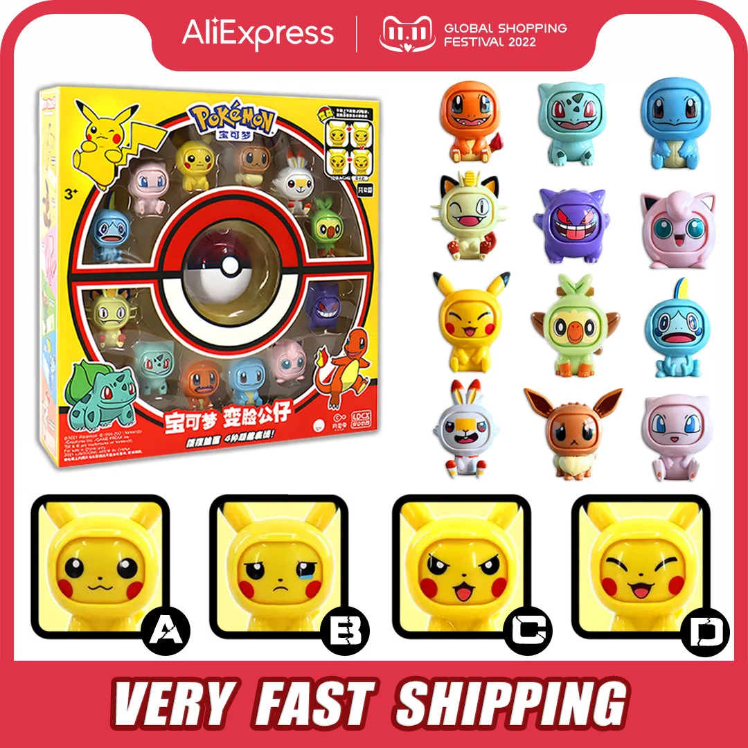 Genuine Pokemon Figures Pikachu Face Changing Toys Pokemon Anime Action ... - $34.06+