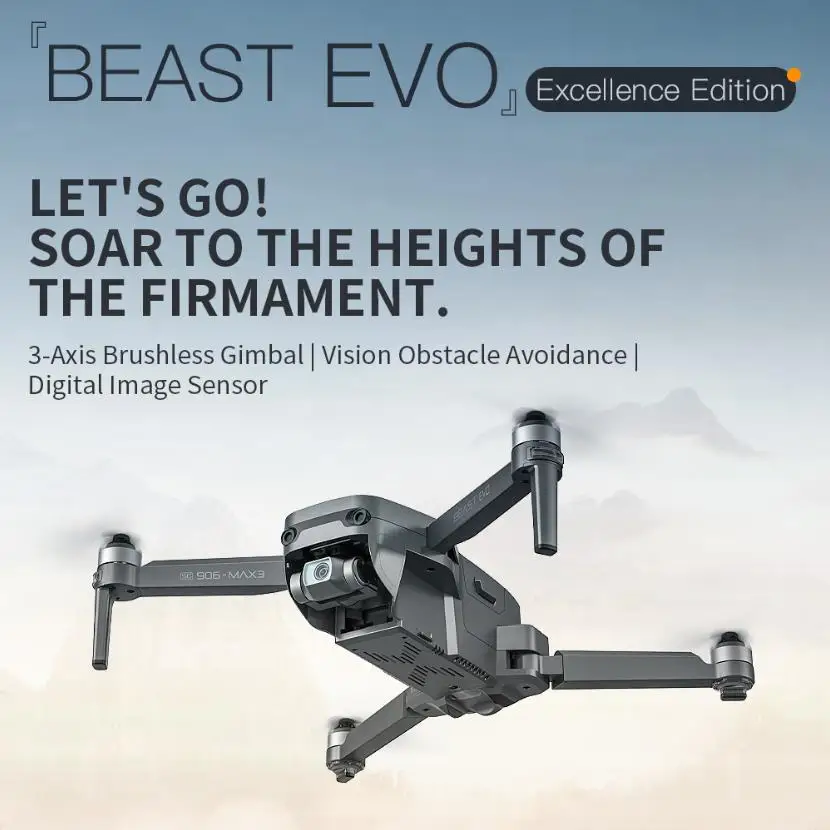 SG906 MAX3 Beast Evo Gps 4KM Fpv With 4K Eis Camera 3-Axis Brushless Gimb - £461.64 GBP+