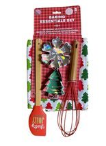 Christmas Baking Kitchen 5 Piece Set Apron Spatula Whisk Cookie Cutter G... - $13.86