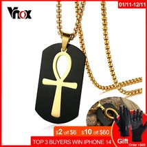 Vnox Removable Ankh Cross Necklace for Men Gold Tone Stainless Steel Cut Out Cru - £13.96 GBP