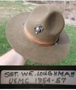 vintage USMC Marine Drill Sergeant hat SIGNED &quot;SGT. WE. Loughman USMC 19... - $180.34 CAD