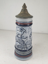 Vintage 1976 AVON Beer Stein Alaskan Wildlife Animals 202907 Blue Ceramic Brazil - £28.22 GBP