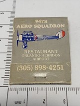 Vintage Matchbook 94th Aero Squadron Restaurant Orlando Herndon Airport gmg - £9.89 GBP