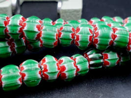Stunning watermelon Chevrons Venetian Trade Beads Africa Authentic Antiques - £34.33 GBP