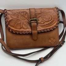 Patricia Nash Floral Tooled Brown Leather Crossbody Purse Torri Clutch 7.5&quot; - $43.93