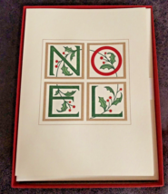 10 Crane &amp; Co NOEL Hand Engraved Cards Envelopes Lined in hunter Green Boxed Set - £24.65 GBP