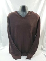Mens Brooks Brothers 346 V-Neck Merino Wool Brown Sweater Size XL  - $33.74