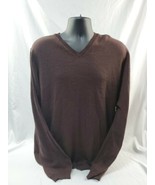 Mens Brooks Brothers 346 V-Neck Merino Wool Brown Sweater Size XL  - $46.14 CAD