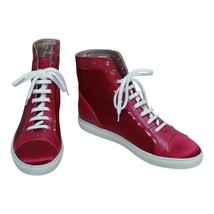 Versace Fuchsia Satin &amp; Leather Medusa Sneakers High Top Sneaker size 41... - $183.15