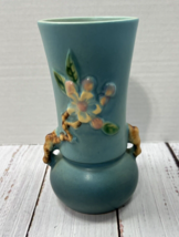 Roseville Apple Blossom Vase #381-6 Aqua Blue Circa 1948- 6&quot; - READ - $64.18