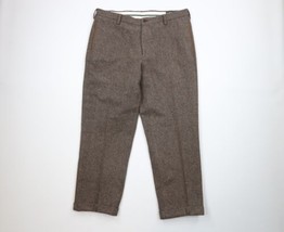 Vintage 90s Orvis Mens 38x29 Suede Trim Cuffed Wool Tweed Chino Pants Brown - £107.81 GBP