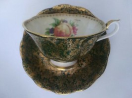 ROYAL ALBERT CHATSWORTH FRUIT GOLD CHINTZ TEA CUP AND SAUCER - $36.66