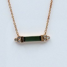 Ladies Necklace 18k Rose Gold Round Diamonds, Baguette Tourmaline New Collection - £367.75 GBP