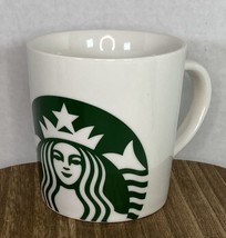 STARBUCKS Coffee Mug Cup Lg Green Mermaid Siren Logo 14 oz Ceramic Barrel - £6.46 GBP