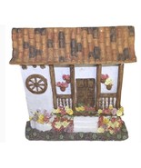 Tabletop wood tiled roof ceramic floral stand up cottage house 8x8in Dec... - £13.39 GBP