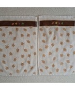 Vintage Hand Towels Set Of 2 Fall Theme Leaves - £9.16 GBP