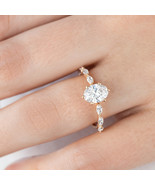 Oval Moissanite Minimalist Wedding Ring 925 Silver Moissanite Engagement... - $303.00 CAD