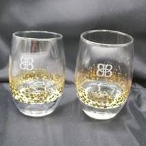 Pair Of Baileys Clear Heavy Base Rocks Glass Gold Spots Etched Logo - $222.99 MXN