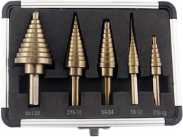 50 Sizes In 5 High Speed Steel Unibit Drill Bits Set For Sheet Metal With - £27.17 GBP