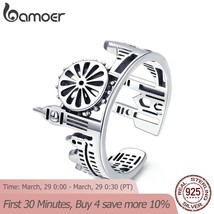 BAMOER High Quality 925 Sterling Silver London City Finger Ring British Building - £14.48 GBP