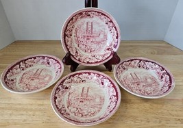 4 Currier &amp; Ives Red by Homer Laughlin 5&quot;Fruit Sauce Bowls On The Missis... - €34,57 EUR