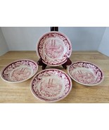 4 Currier &amp; Ives Red by Homer Laughlin 5&quot;Fruit Sauce Bowls On The Missis... - €34,54 EUR