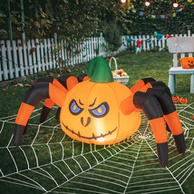 5 FT Halloween Decoration Inflatable Pumpkin Spider w/ Led Lights Holida... - $50.99